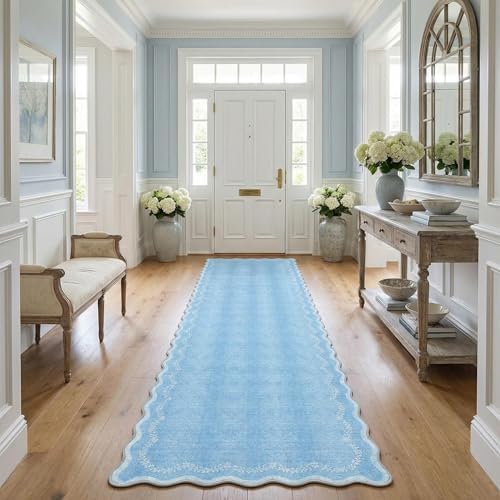 GarveeHome 2.5x10 Scalloped Washable Runner Rug Long Hallway Kitchen Rug by GarveeHome
