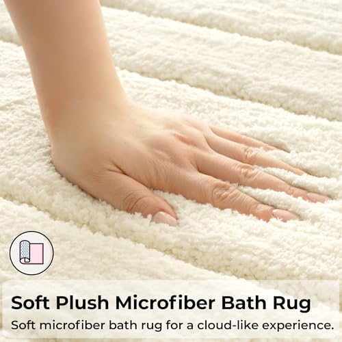 GRANNY SAYS Cream Bathroom Rugs Set 3 Piece, Soft Microfiber Bath Mats - Image 6