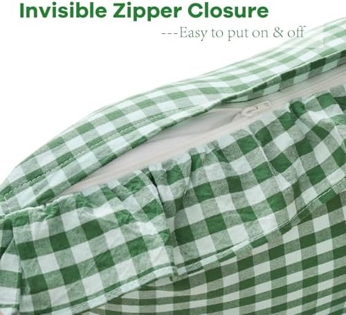 2 Pack Green White Gingham Ruffle Throw Pillow Covers 18''x18'' - Image 5