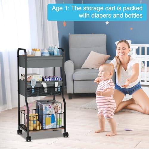 3-tier Baby Diaper Caddy Organizer and Storage Cart - Image 3