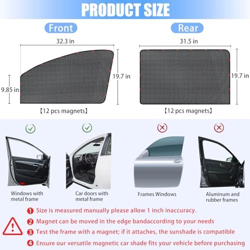 ZATOOTO Car Window Shades Magnetic Mesh Sun Shade - Image 6