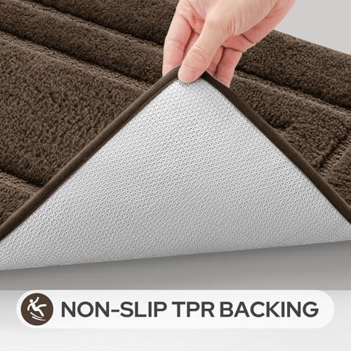 HOMEIDEAS Bathroom Rugs Sets 2 Piece, Soft Extra Long Bath Mat Brown - Image 6