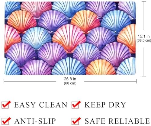 Bathtub Mat Non Slip 26.8x15.1 Inch, Rainbow Shells Shower Mat - Image 4