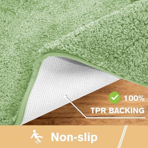 Polyester Bathroom Rug 17"x24" Hunter Green, Non-Slip Soft Bath Mat - Image 5
