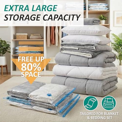 12 Jumbo Vacuum Storage Bags for Blankets & Bedding, Space Saver Bags - Image 2