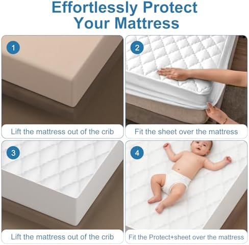 2 Pack Waterproof Mattress Protector Crib, Cotton 24X38 Fitted Crib Sheets Crib - Image 5