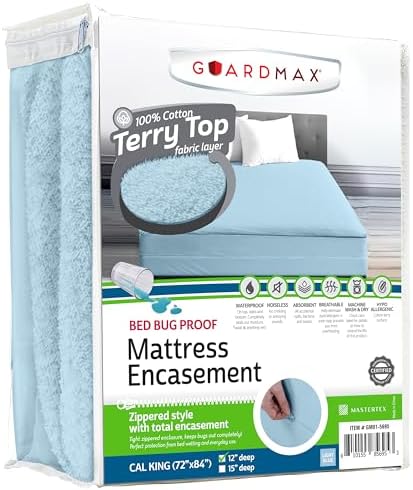 Guardmax California King Mattress Encasement Zippered, 100% Waterproof Protector by Guardmax