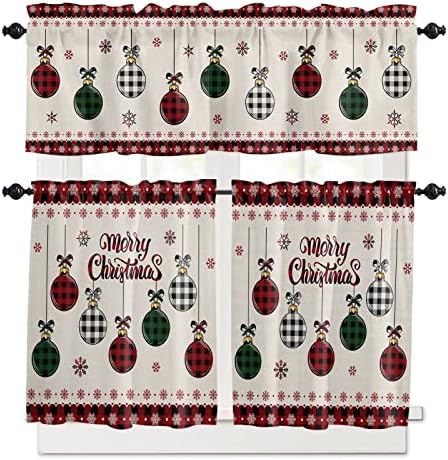 Vandarllin Christmas Kitchen Curtains and Valances Set, Vintage Buffalo Plaid by VandarllinHomeKitchenDecor