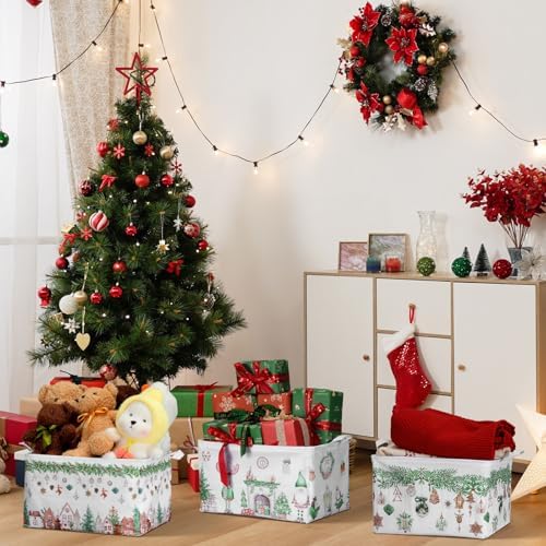 4pcs Christmas Storage Basket Fabric Laundry Baskets - Image 4