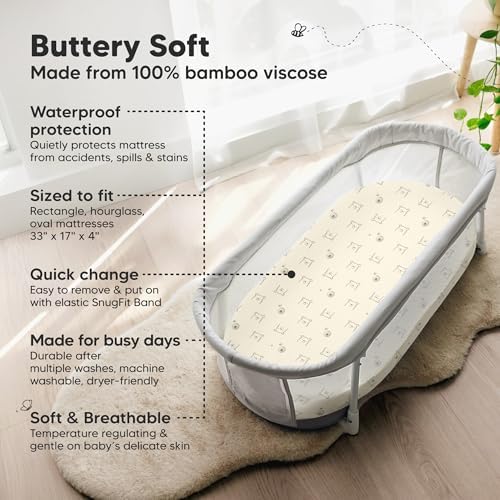 2pk Waterproof Bassinet Sheets Boy, 33x17 Mattress Cover - Image 2