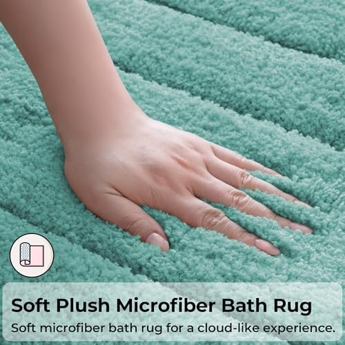 GRANNY SAYS Teal Bathroom Rugs Set 3 Piece, Soft Microfiber Bath Mats - Image 6