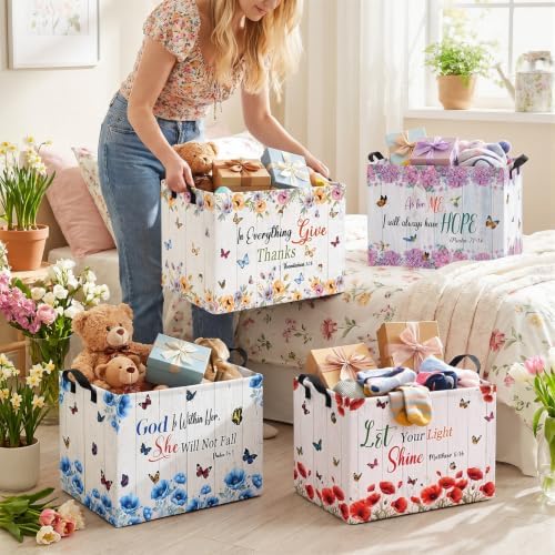 4 Pcs Christian Floral Storage Basket - Image 4