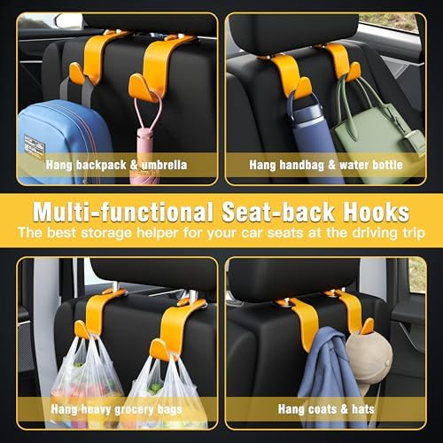4-Pack Car Headrest Hooks Holds 55lbs Seat Storage Organizer - Image 4