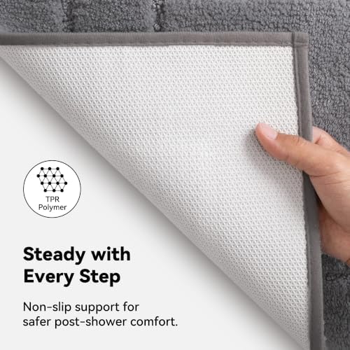 GRANNY SAYS Dark Grey Bathroom Rug 16" x 24", Non-Slip Microfiber Bath Mat - Image 5