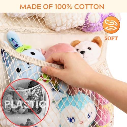Wide Over The Door Stuffed Animal Storage, Cotton Toy Organizer - Image 7