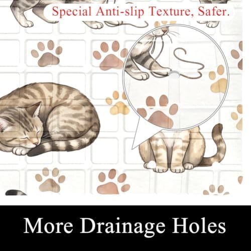 Bathtub Mat Non Slip 26.8x15.1In, Cats Paws Bath Mat - Image 2