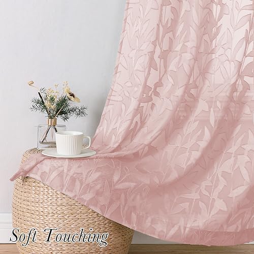 Lecloud Leia Semi Sheer Pink Curtains - Image 4