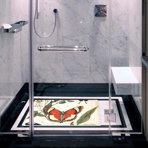 Bathtub Mat Non Slip 26.8x15.1 Inch, Butterflies Florals Shower Mat - Image 6