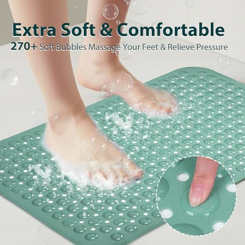 Large Shower Mat Bathtub Bath Mat Non Slip Mars Green 21.5"x33.5" - Image 6