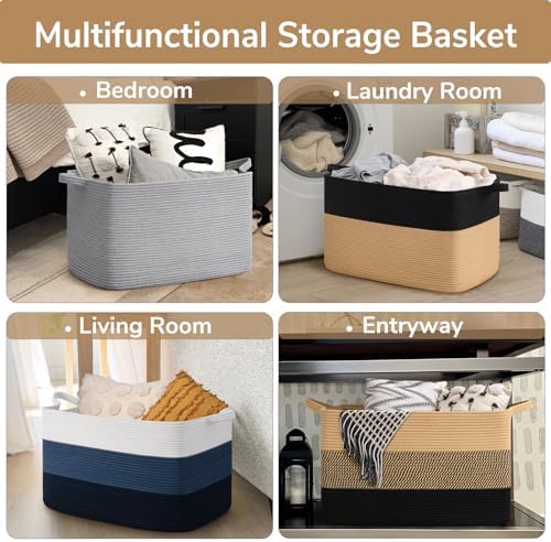 Goodpick 85L Large Woven Blanket Basket - Image 4