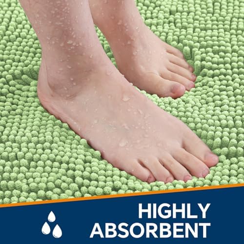 Chenille Bathroom Rug 40"x60" Seafoam Green, Large Plush Bath Mat - Image 4