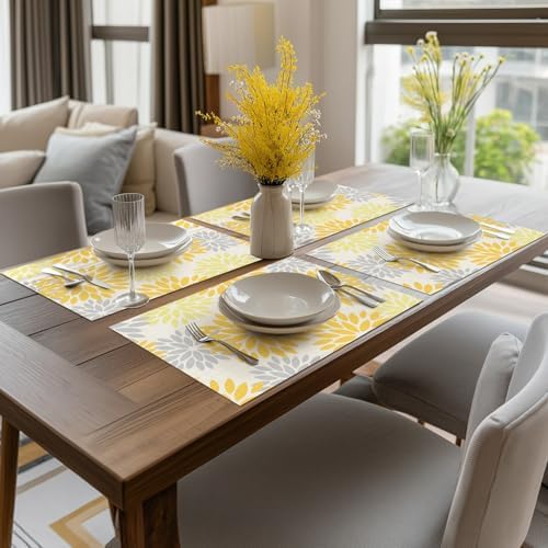 Artoid Mode Floral Plastic Placemats Set of 6, Washable Heat Resistant Non-Slip - Image 5