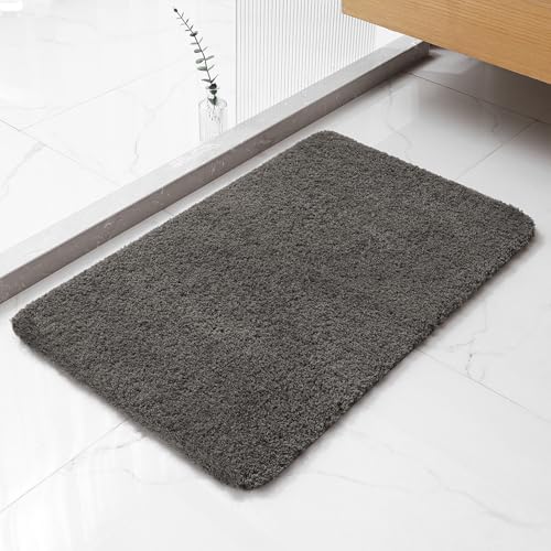 Polyester Bathroom Rug 20"x32" Taupe, Non-Slip Soft Shaggy Bath Mat by Kildoss