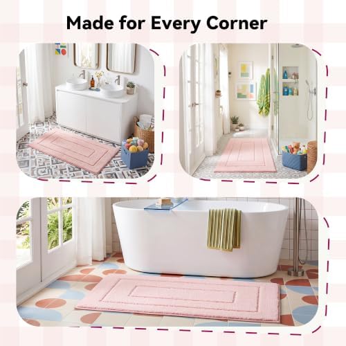 GRANNY SAYS Pink Bathroom Runner Rug 24" x 48", Soft Microfiber Bath Mat - Image 7