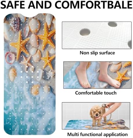 LNOND Summer Beach Bathtub Mat Non Slip, 40 X 16 Inch Tub Mat - Image 6