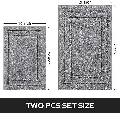 HOMEIDEAS Bathroom Rugs Sets 2 Piece, Super Soft Non Slip Bath Mat Grey - Image 2