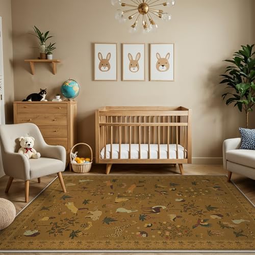 BESBLEE 5X7 Area Rug for Bedroom, Washable Animal Non Slip - Image 4