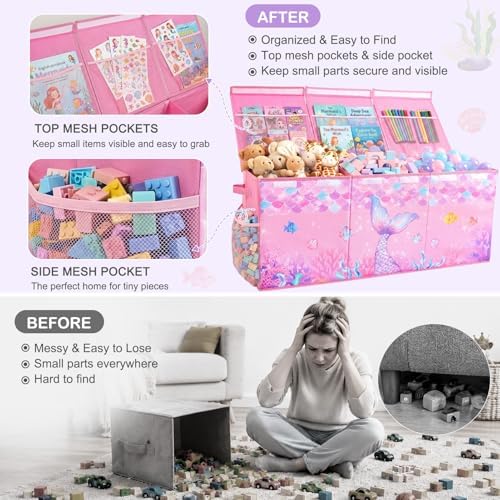 Toy Box with Adjustable Divider Large Toy Chest Storage - Image 3
