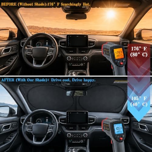 Car Windshield Sun Shade, Universal Fit Full-Size SUV Pickup, Sporty Silver - Image 2