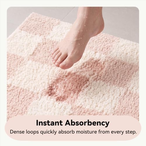 GRANNY SAYS Checkered Pink Runner Bathroom Rug, Cute Bath Mat - Image 3