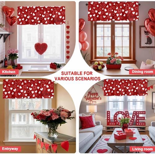 Vandarllin Red Valentine's Day Kitchen Curtains Valances - Image 6