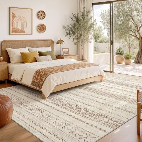 Nakagishi Boho 10x14 Area Rug Living Room Rugs Machine Washable Brown - Image 6