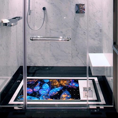 Bathtub Mat Non Slip 26.8x15.1 Inch, Glowing Butterflies Shower Mat - Image 6
