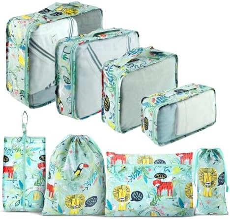 8 Pcs Packing Cubes for Kids, Luggage Packing Organizers, Travel Essentials by MissBoy