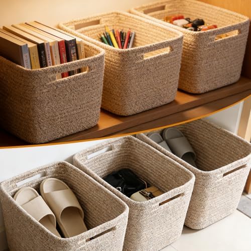 6 Pack Woven Rope Baskets, 12.6"×9"×7.8" Storage Bins - Image 4