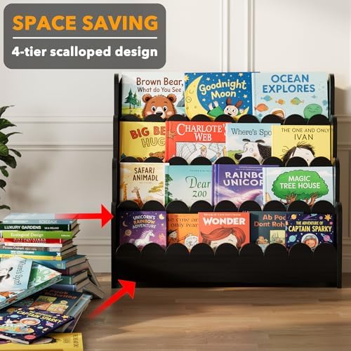 SpaceAid 4-Tier Scalloped Bookshelf, Montessori Bookcase - Image 6