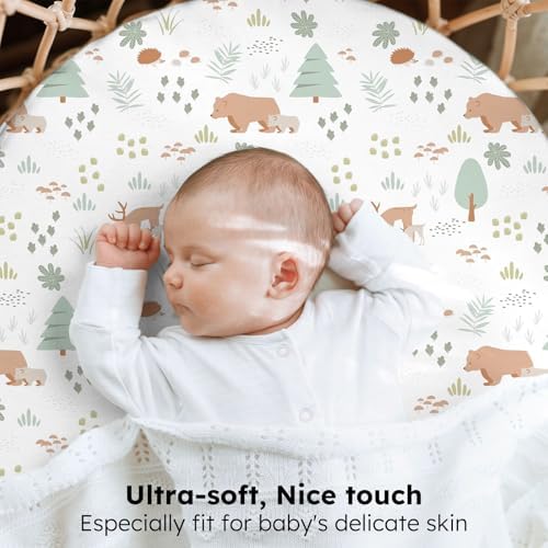 Baby Bassinet Sheets Boy, 3 Pack Fitted Bassinet Mattress Sheets, Compatible - Image 2