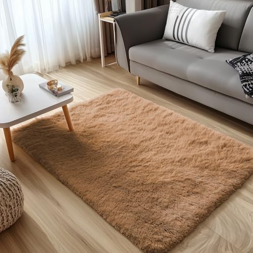 OLANLY 3x5 Machine Washable Small Bedside Rug, Soft Fluffy Shaggy Rugs - Image 3