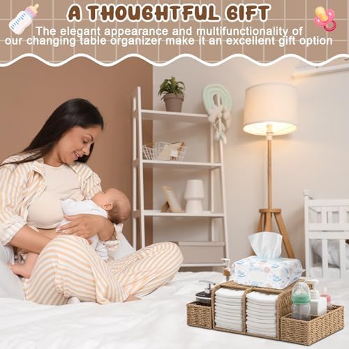 Large Wicker Diaper Caddy Changing Table Organizer - Image 6