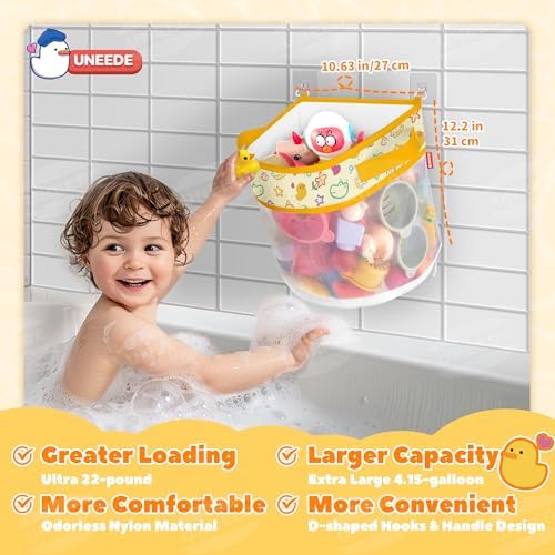 UNEEDE Duck Print Bath Toy Organizer, 4.15 Gallons Bathtub Toy Holder - Image 3