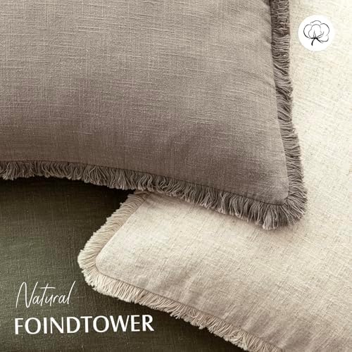 Foindtower Decorative Linen Fringe Lumbar Throw Pillow Covers Cozy Boho - Image 4