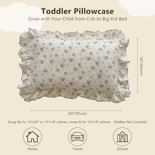 BuLuTu Vintage Floral Muslin Cotton Toddler Pillowcase - Image 2