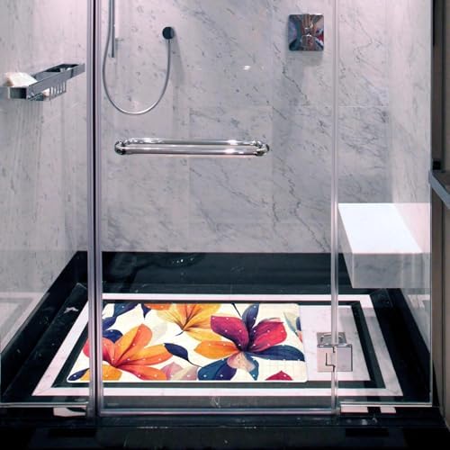 Bathtub Mat Non Slip 26.8x15.1 Inch, Colorful Flowers Shower Mat - Image 6