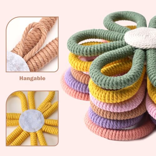 Boho Nursery Decor Daisy Flower Woven Macrame Wall Hanging 3 Size Daisy Flower - Image 5
