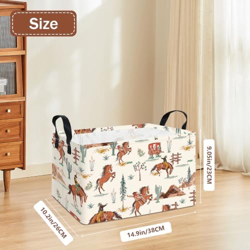 Western Cowboy Fabric Rectangular Nursery Storage Bin - Image 2