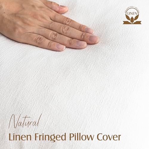 Foindtower Decorative Linen Fringe Throw Pillow Covers 20×20 Inch - Image 2